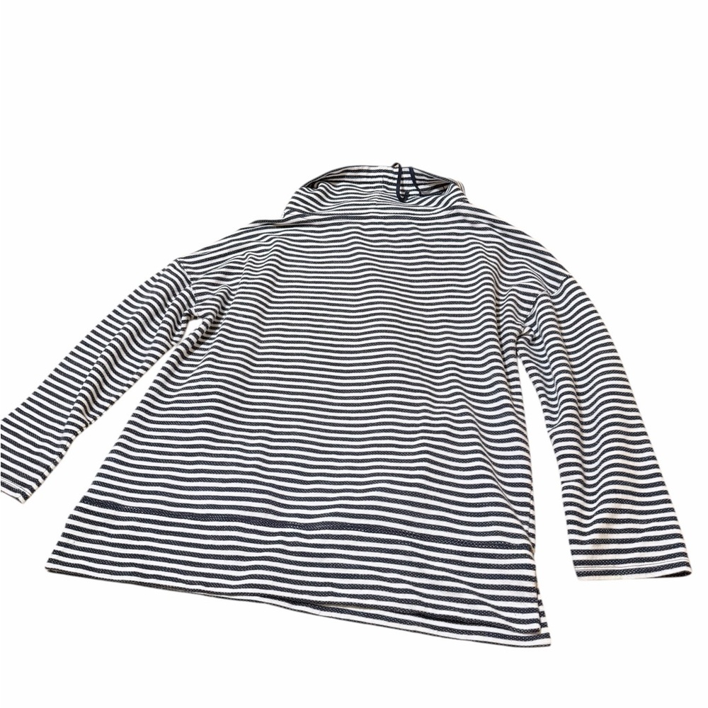 💙TALBOTS STRIPED COWL NECK Striped Navy and White Pullover - Picture 8 of 11